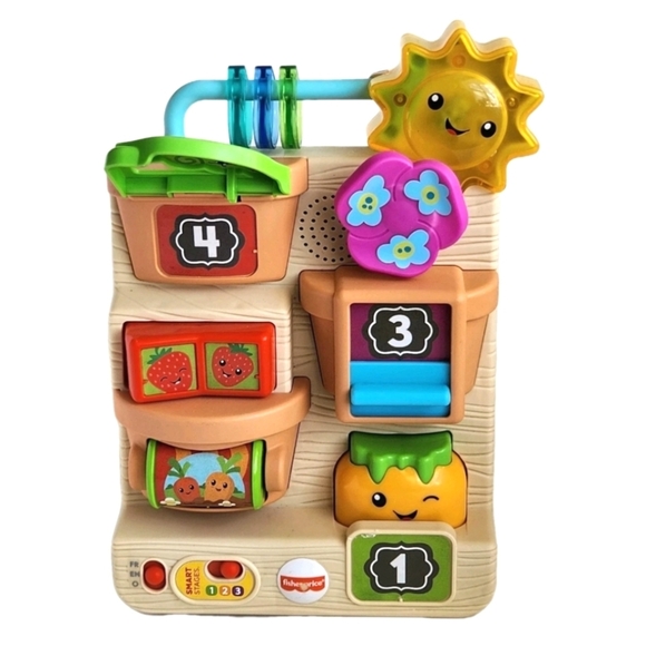 Fisher Price Laugh&Learn Peek&Play Busy Garden, Eng/Fr Songs&Numbers, Infant Toy - Picture 2 of 10